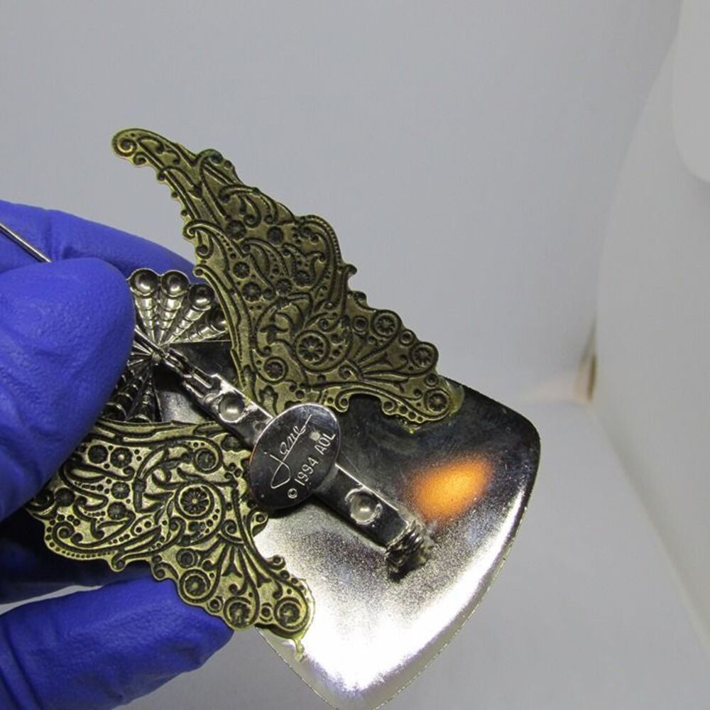 Vintage Signed Jane Davis Angel Of Love Fashion Jewelry Brooch 1994 Signed - Picture 3 of 3